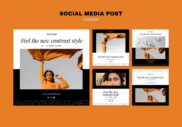 Collection de publications Instagram pour un style contrasté