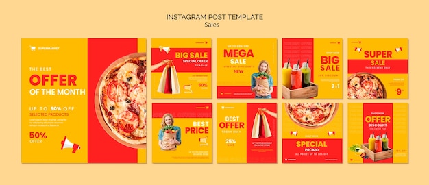 PSD gratuit collection de publications instagram pour les ventes