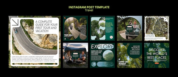 PSD gratuit collection de publications instagram pour les voyages et l'aventure
