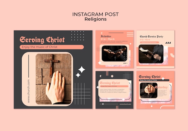 PSD gratuit collection de publications instagram sur la religion et le culte