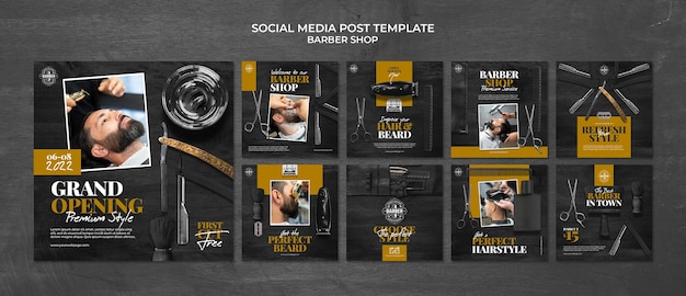 PSD gratuit collection de publications instagram de salon de coiffure