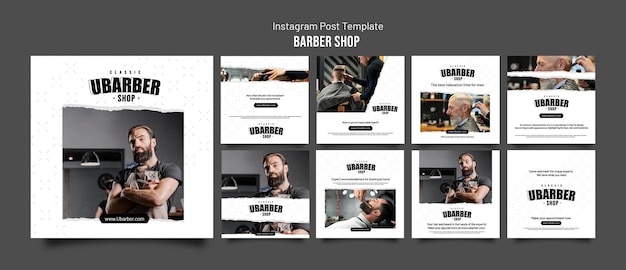 Collection de publications instagram de salon de coiffure