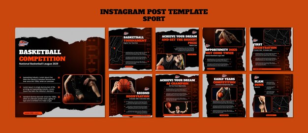 Collection de publications instagram sur le sport et l'activité