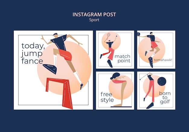 PSD gratuit collection de publications instagram sur le sport et l'athlétisme