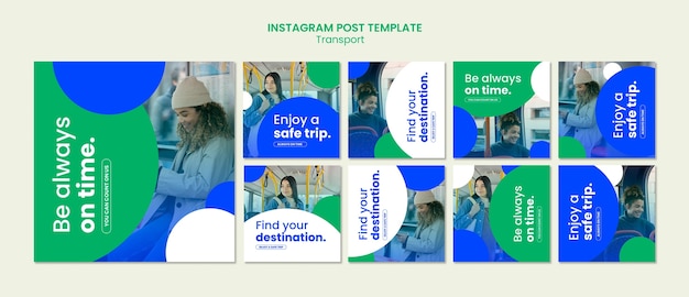 PSD gratuit collection de publications instagram sur les transports en commun