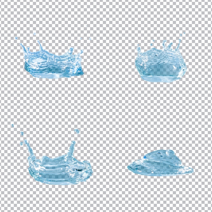 PSD gratuit collection de quatre splatters d'eau