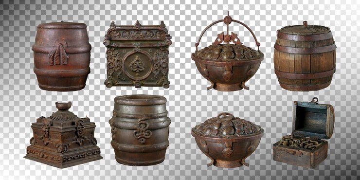 PSD gratuit collection de récipients de stockage décoratifs anciens