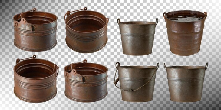 PSD gratuit collection de seaux en métal rustique