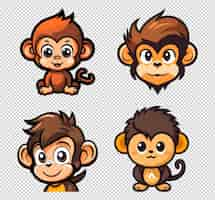 PSD gratuit la collection de singes mignons de la mascotte