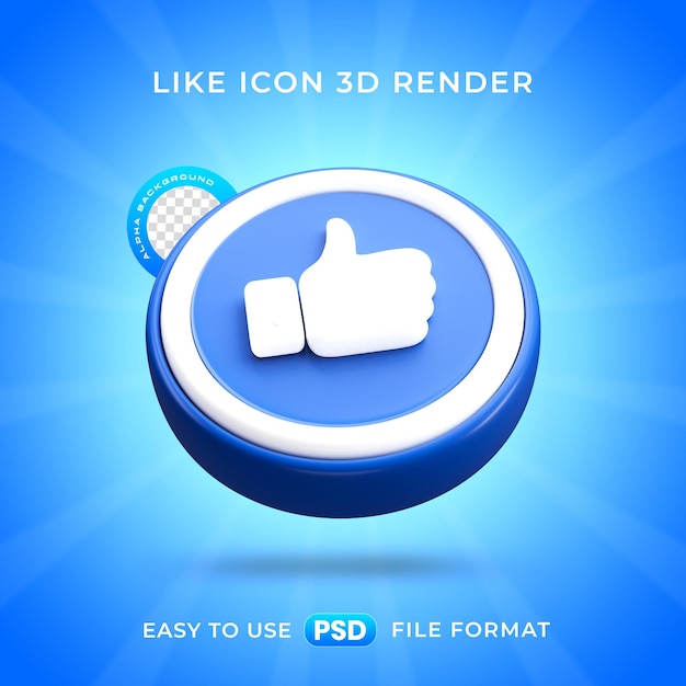 PSD gratuit comme l'icône de réaction isolée de l'illustration de rendu 3d