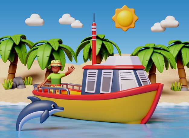 Composition du personnage du garçon de plage
