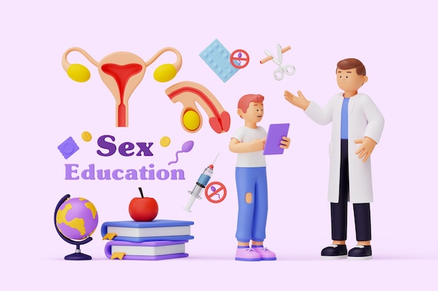 PSD gratuit composition du personnage de l'éducation sexuelle