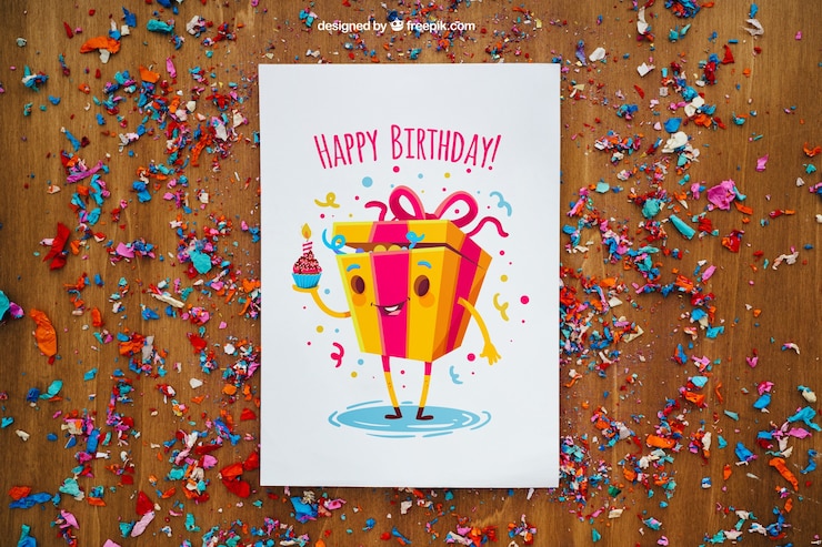 PSD gratuit composition de fête avec du papier et des confettis