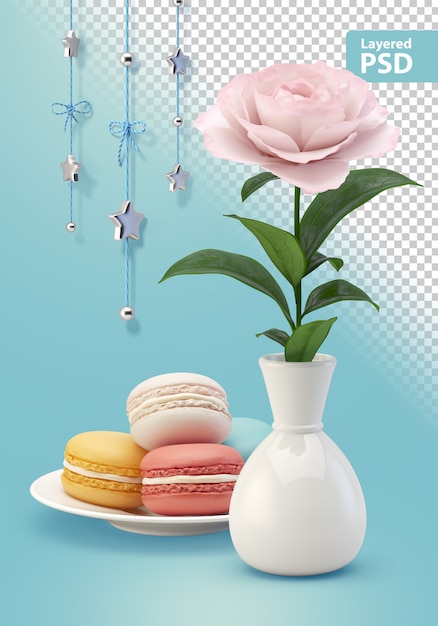 Composition Avec Fleur De Biscuits Et Décorations Suspendues