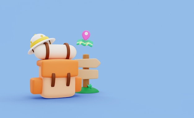 Composition de fond de voyage avec sac à dos