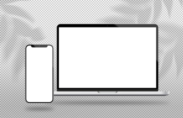 PSD gratuit composition d'un ordinateur portable et d'un smartphone sur un fond transparent