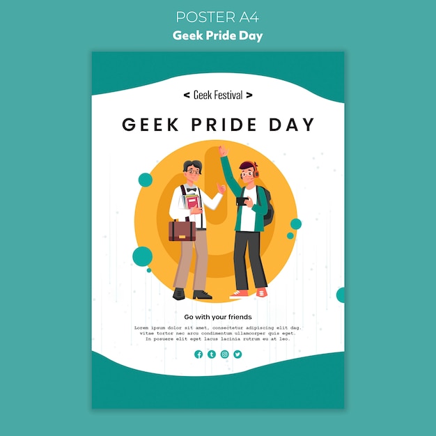 PSD gratuit concept d'affiche de la fête de la fierté geek