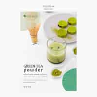 PSD gratuit concept d'affiche de thé matcha