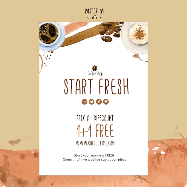 PSD gratuit concept de café pour modèle d'affiche