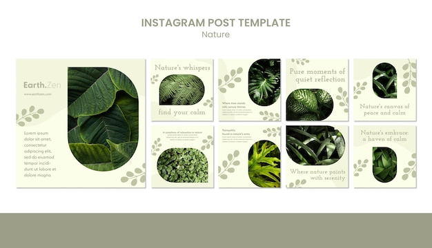 PSD gratuit le concept de design plat de la nature est posté sur instagram