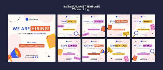 PSD gratuit concept d'embauche de formes dynamiques post instagram