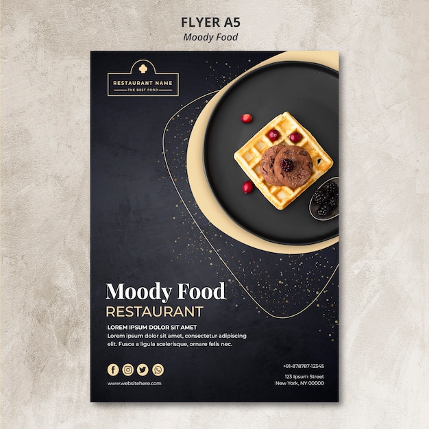 PSD gratuit concept de flyer pour le restaurant moody food