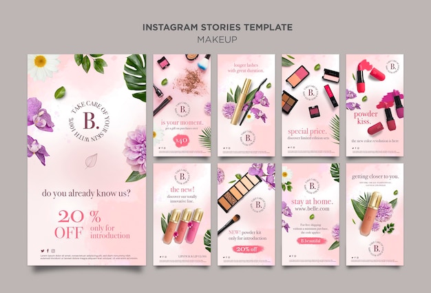 PSD gratuit concept d'histoires instagram de maquillage