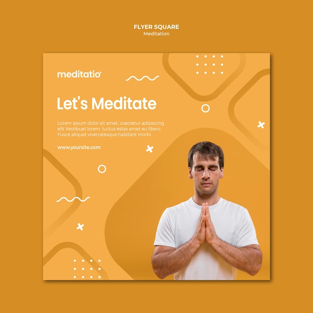 PSD gratuit concept de méditation style flyer carré