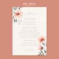 PSD gratuit concept de menu pour modèle de mariage