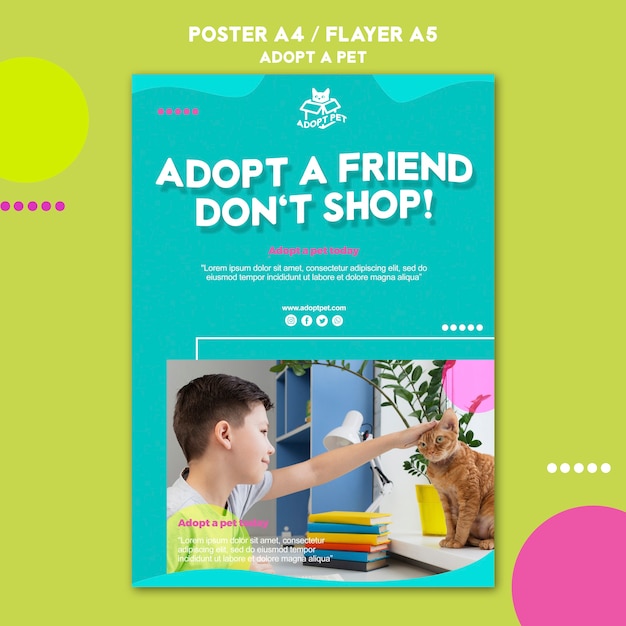 Concept De Modèle D'affiche D'adoption Pour Animaux De Compagnie