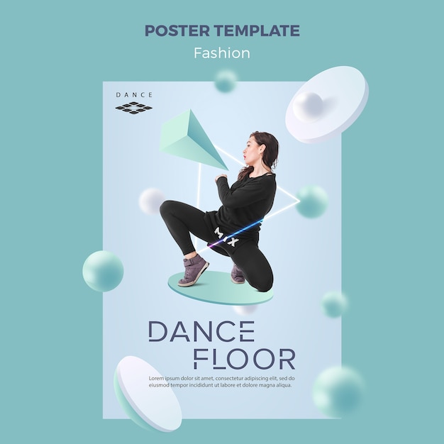 PSD gratuit concept de modèle d'affiche de classe de danse