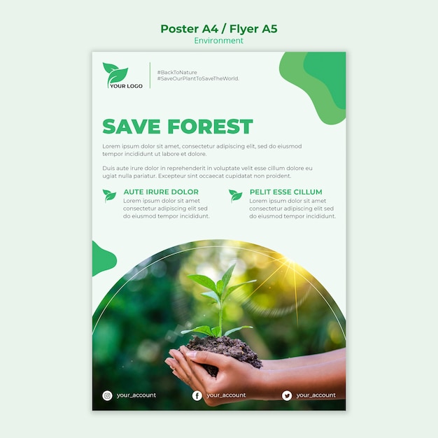 PSD gratuit concept de modèle d'affiche écologique