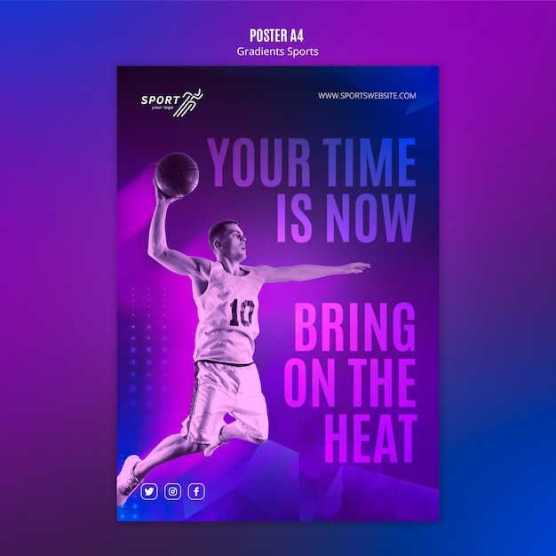 Concept de modèle d'affiche sport dégradé