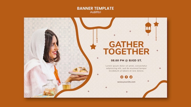 PSD gratuit concept de modèle de bannière aidilfitri