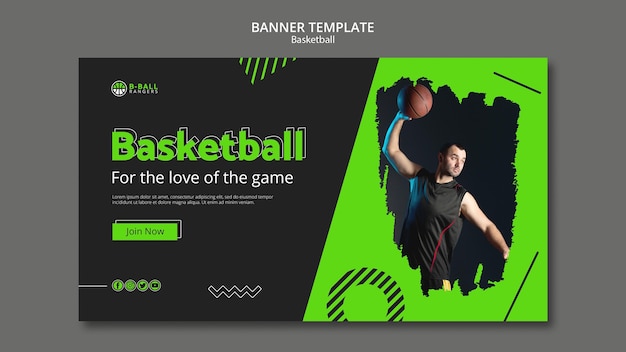 PSD gratuit concept de modèle de bannière de basket-ball