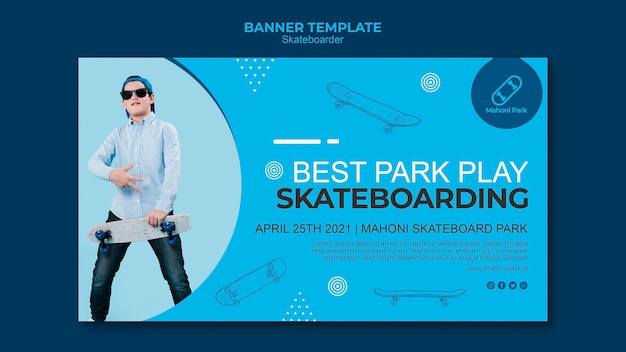 PSD gratuit concept de modèle de bannière de skateur