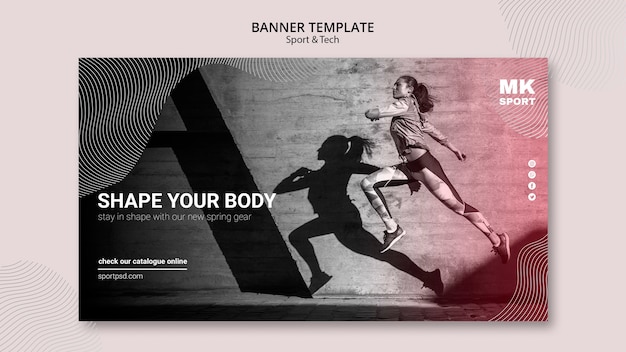 PSD gratuit concept de modèle de bannière sport & tech