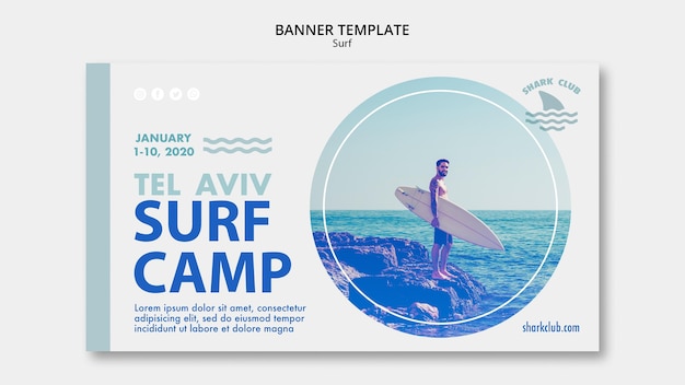 PSD gratuit concept de modèle de bannière de surf