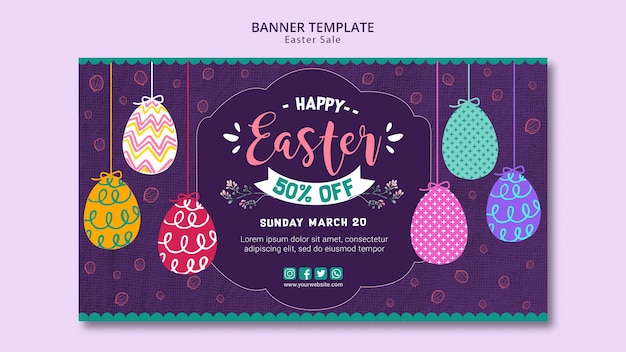 PSD gratuit concept de modèle de bannière avec les ventes de pâques