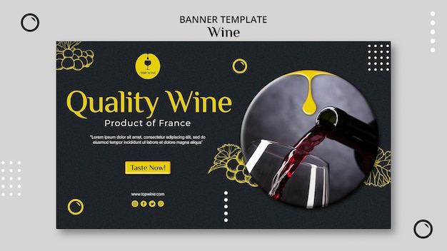 Concept De Modèle De Bannière De Vin