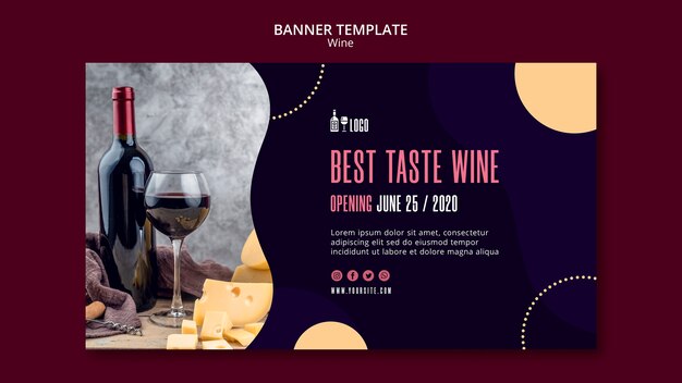 Concept de modèle de bannière de vin