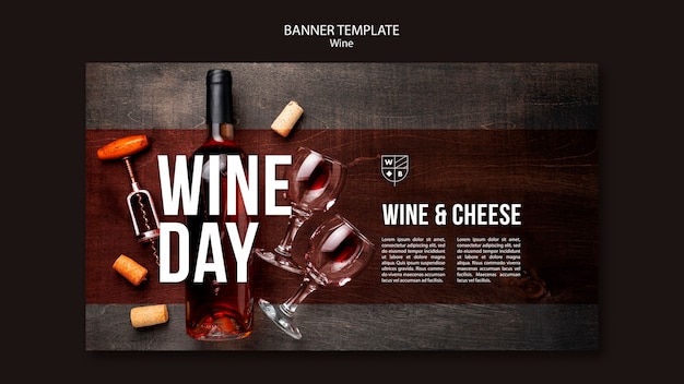 Concept de modèle de bannière de vin