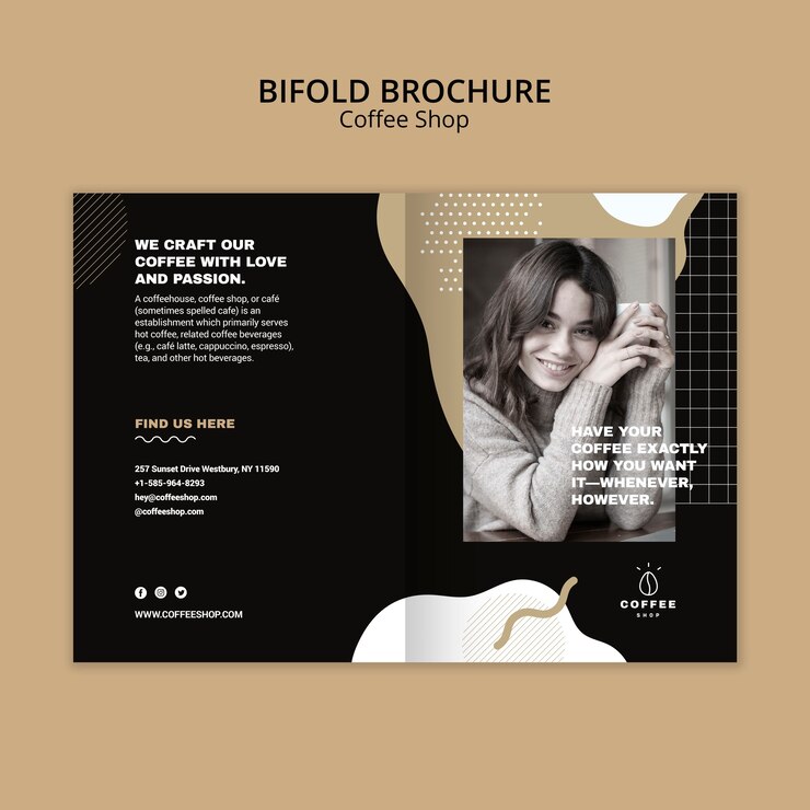 PSD gratuit concept de modèle de brochure pour café