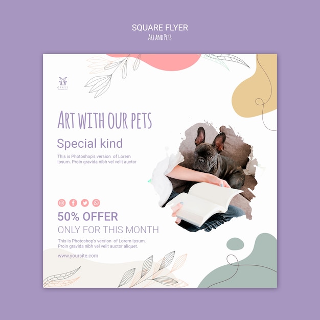 PSD gratuit concept de modèle de flyer art et animal de compagnie