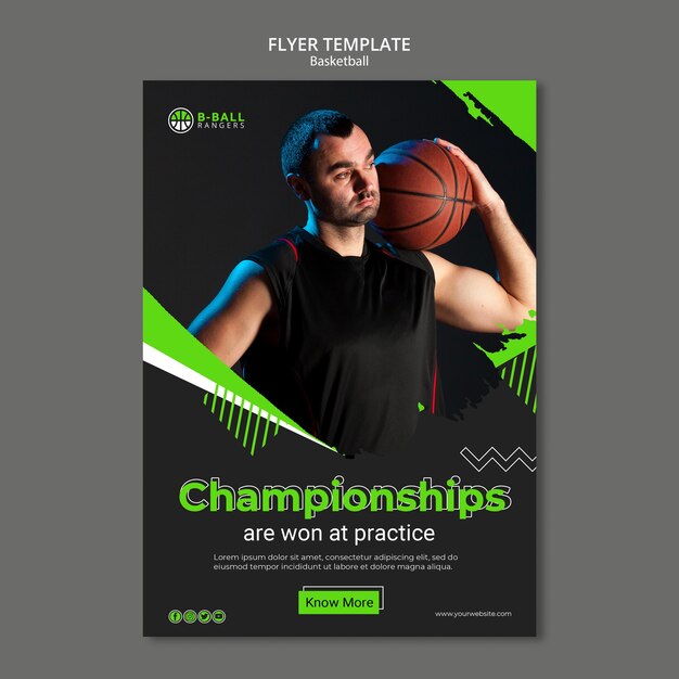 Concept de modèle de flyer de basket-ball