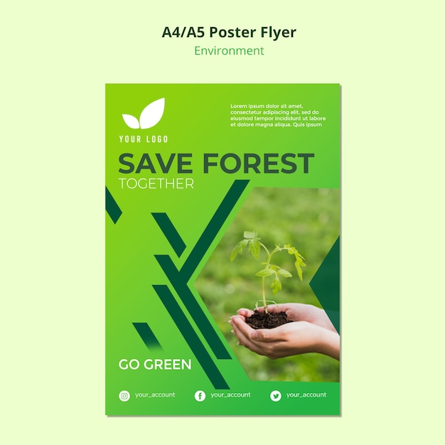 PSD gratuit concept de modèle de flyer de sauver la forêt