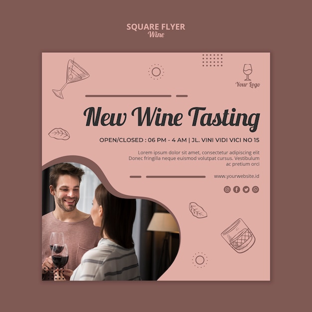 PSD gratuit concept de modèle de flyer de vin