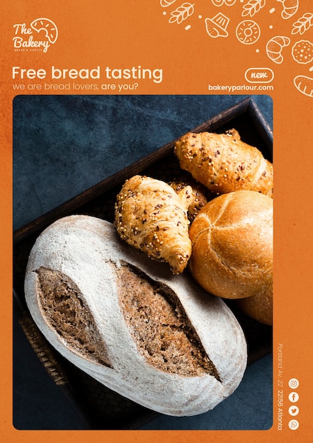 PSD gratuit concept de modèle web pour une dégustation gratuite de pain