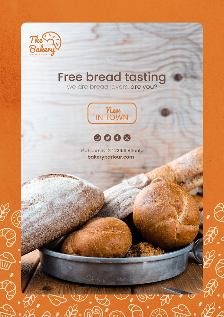 PSD gratuit concept de modèle web pour les produits de boulangerie