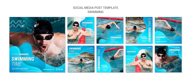 PSD gratuit concept de natation pour les médias sociaux